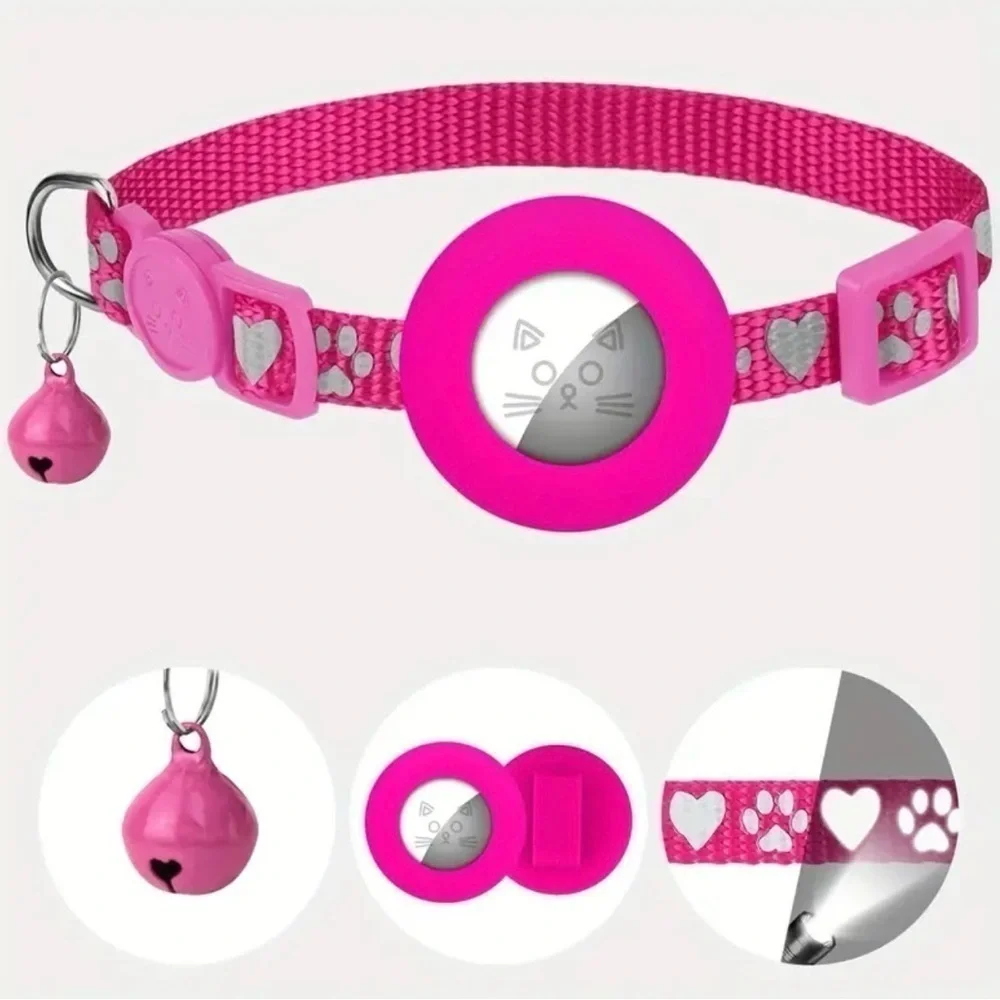 Reflective Collar For Cats With Bell and Silicone Holder For Tracker New